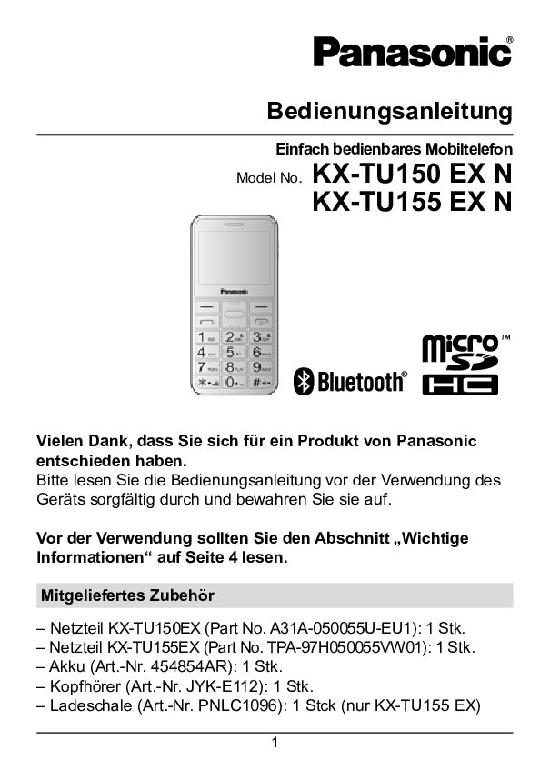 Bedienungsanleitung Panasonic KX-TU155